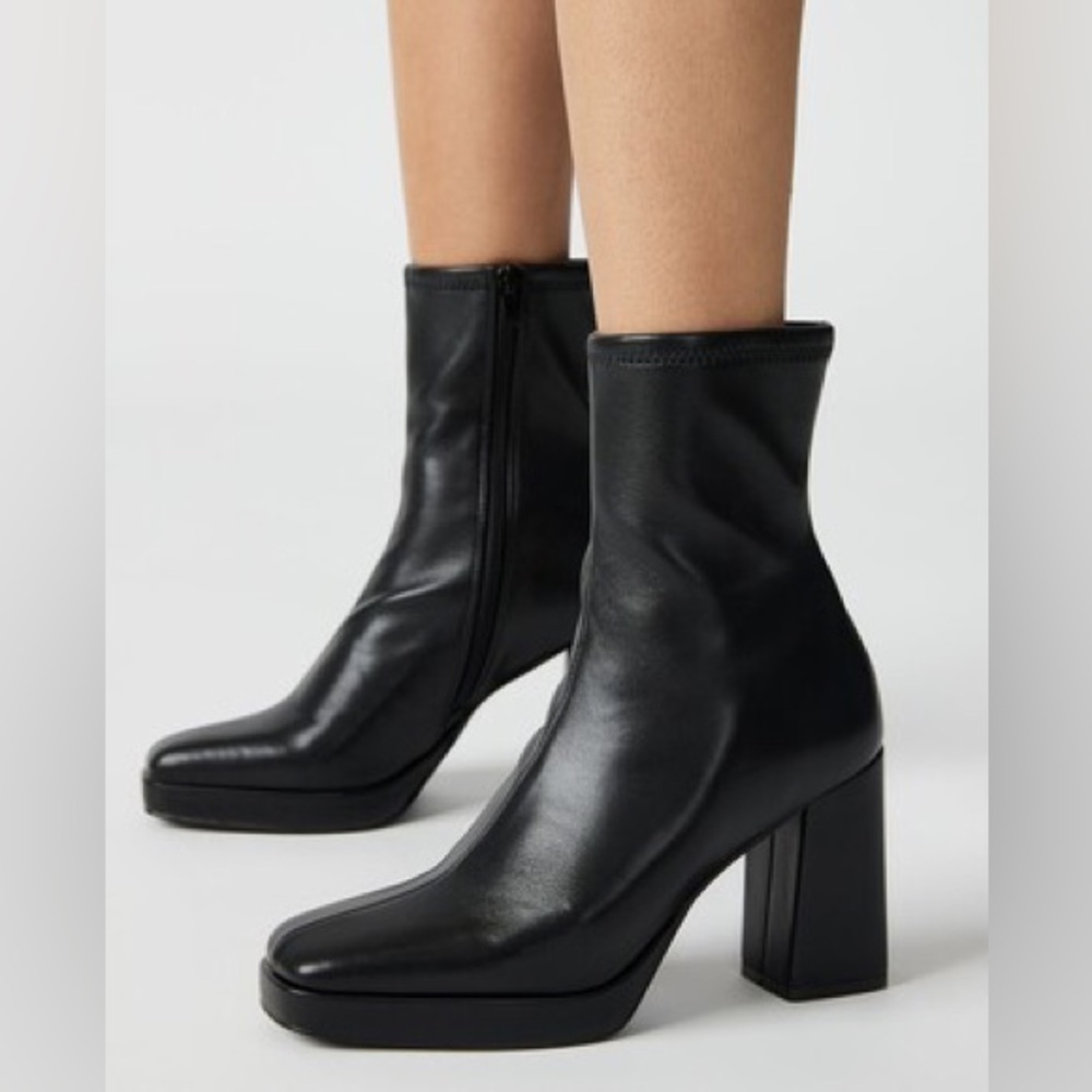 Steve Madden Black Platform Block Heel Ankle Boots
